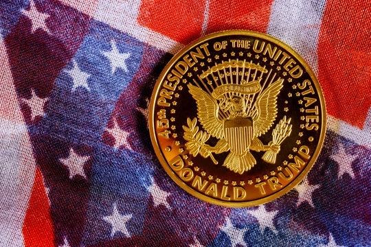 A picture of the medal for 45th president of the US