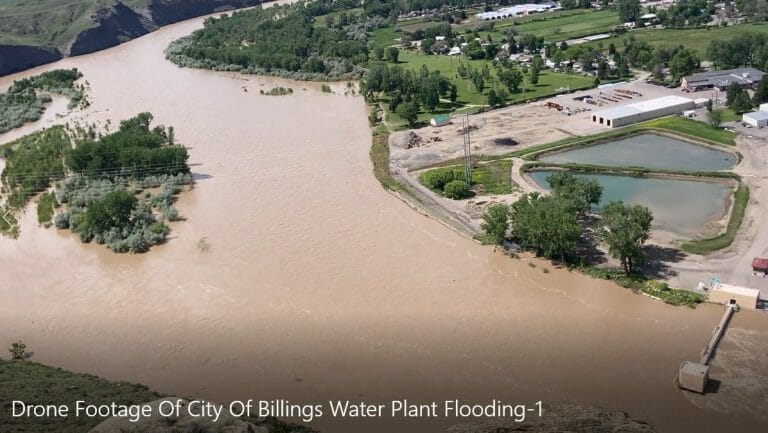 Drone Footage Of City of Billings Water Plant Flooding