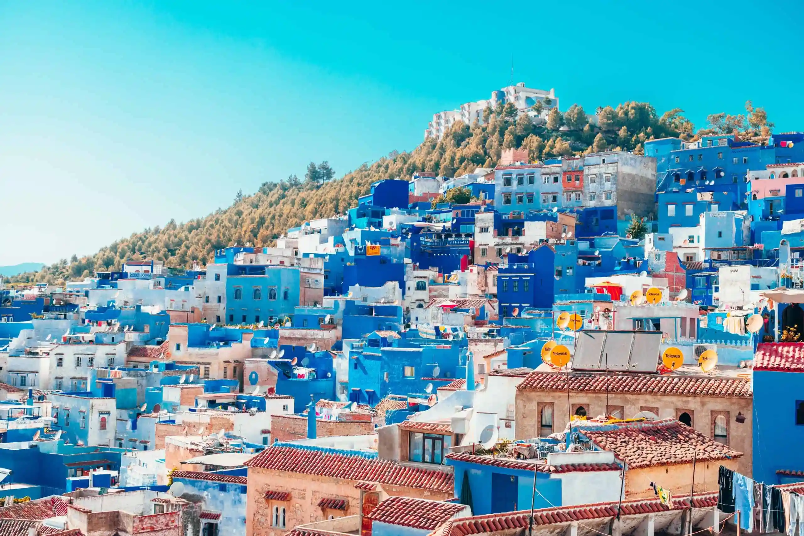 view of the Chefchaouen Morocco Blue City